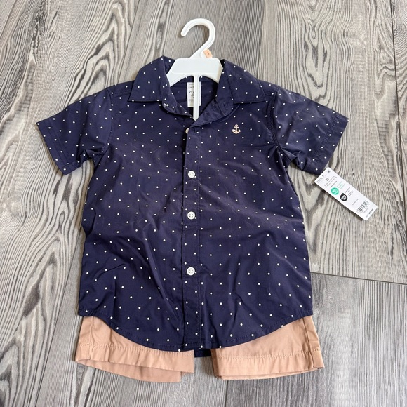 Carter's 2T Blue and White Button Down Matching Set NWT - Picture 1 of 2